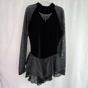 Jerry's Skating World Black Starbrite Dress 646 Ice Figure Skating Womens Size S